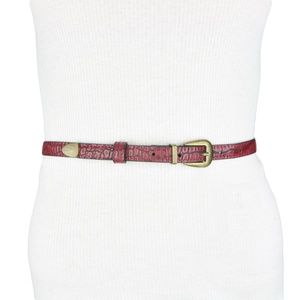 BCBG • Red Faux Leather Alligator Belt